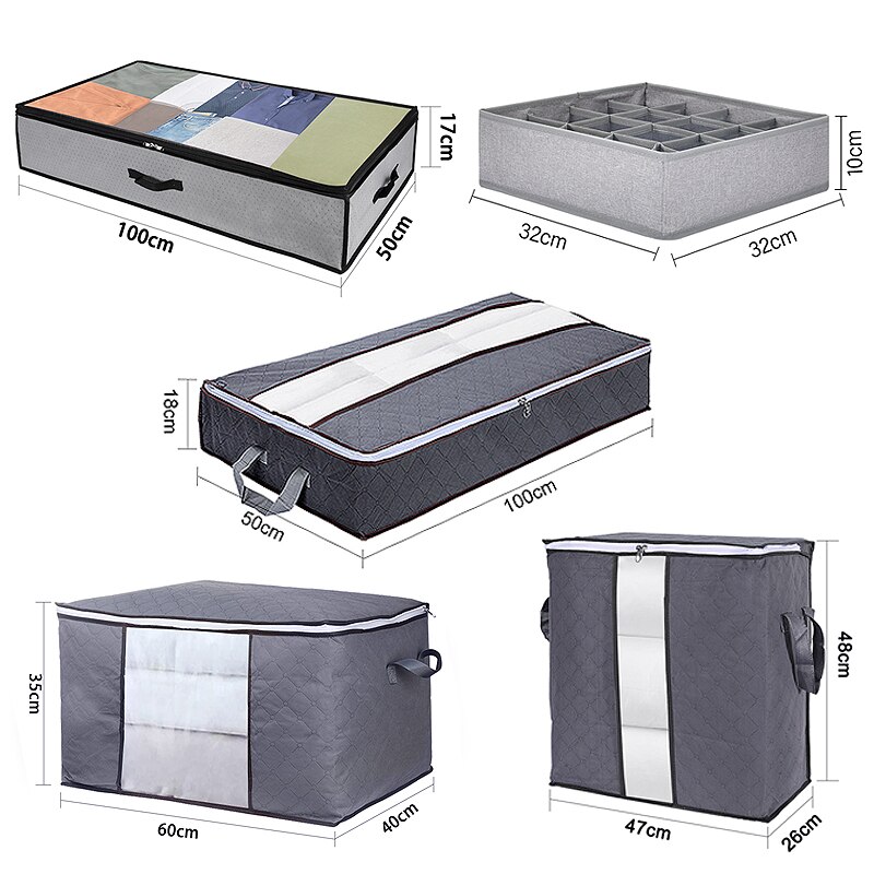 4 Stks/set Opvouwbare Dekbed Deken Opbergtas Huishouden Kleding Box Stofdicht Quilt Beha Sokken Kleding Opslag