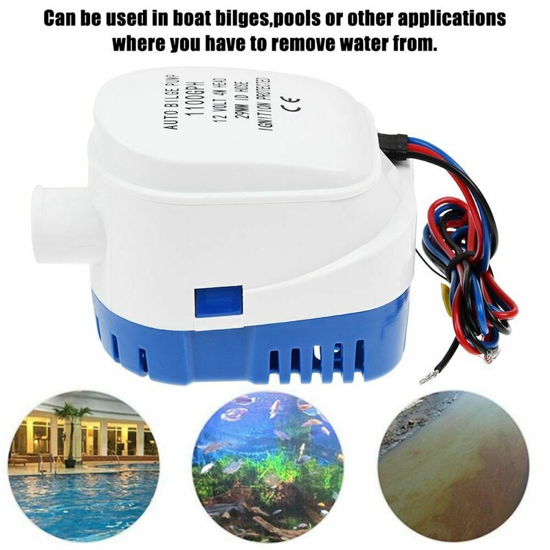 thumbnail image 2 of 12V 1100 GPH Automatic Bilge Pump With Float Switch - Submersible Boat Water Pump 2 of 11
