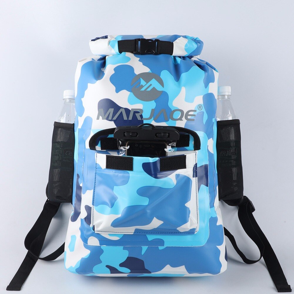 estilo RollTop mochila impermeable 22L arriba bolsa hermética 0,55 MM 500D Lona de PVC acolchado doble correas de hombro