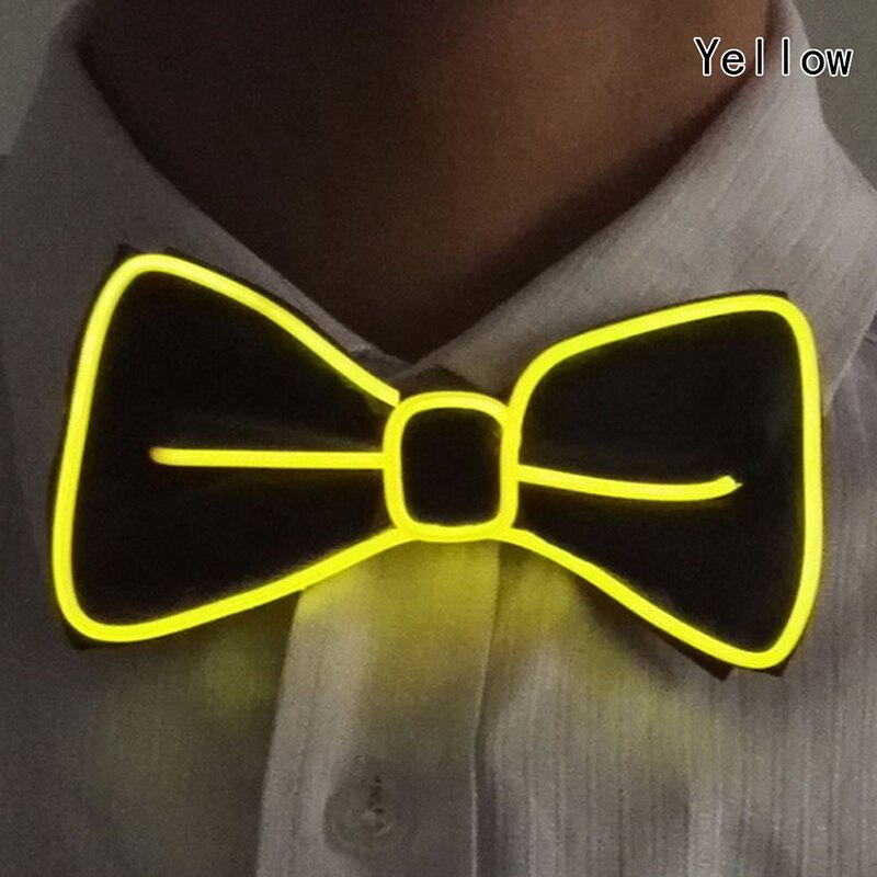 Men LED Wire Flashing Light Up Bow Tie Luminous Bow Tie Necktie For Men Club Wedding Dance Party Christmas Year: Yellow