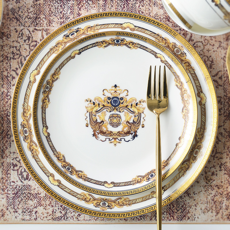 Vajilla China de hueso para el hogar, platos planos y grandes de 8 pulgadas, europeos poco profundos, platos occidentales de 10 pulgadas