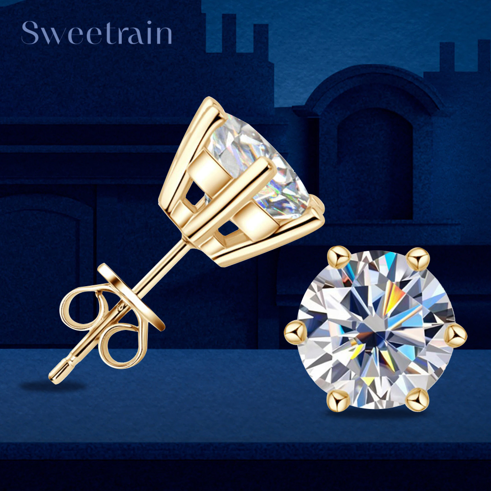 0,5-2 ct Moissanite diamanten oorknopjes 18K geel verguld 925 zilveren bruiloft oorbel voor dames heren luxe sieraden met GRA