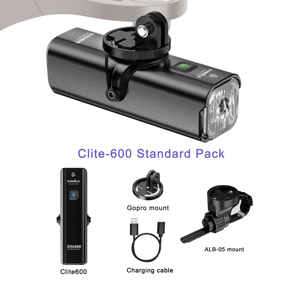 TOWILD CL 600LM Bike Light Front Lamp USB Rechargeable LED 18650 2000mAh Bicycle Light Waterproof Bike Accessories: 600 Standard Pack