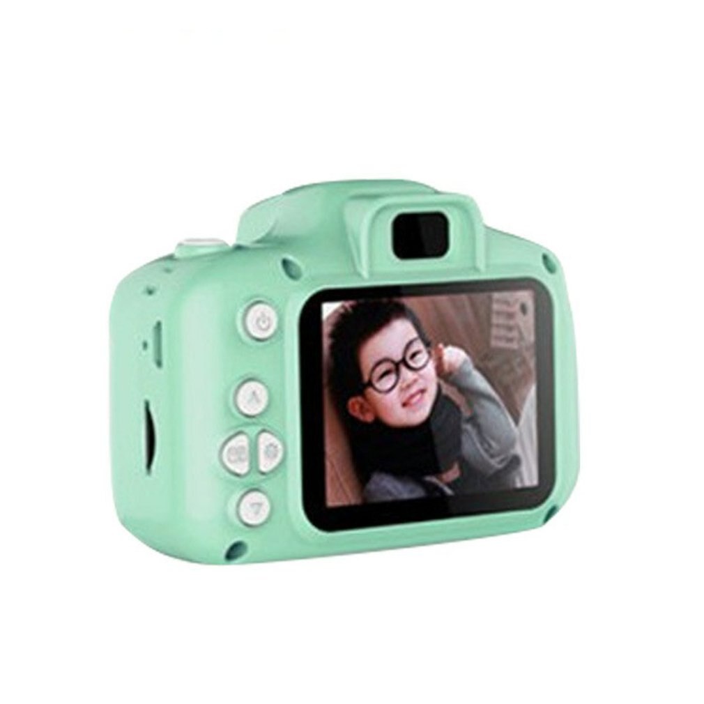 Mini appareil photo numérique 2 pouces dessin animé mignon appareil photo jouets enfants d'anniversaire enfant en bas âge jouets appareil photo portable: Green / 32GB