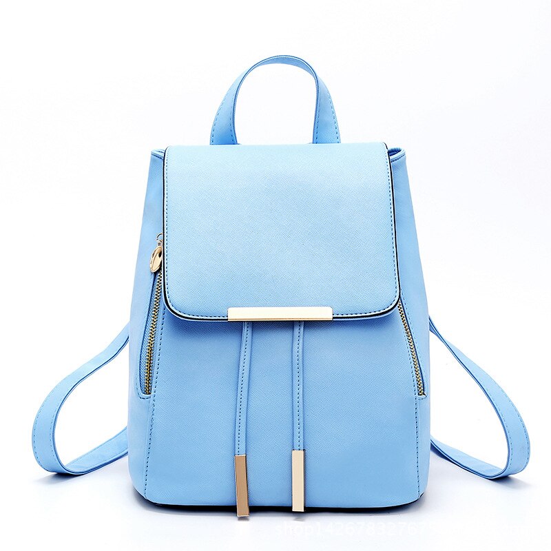 Backpack Women Pu Leather Female Backpacks Teenager School Bags Mochila Feminina Rucksack Mochilas Mujer: Sky Blue