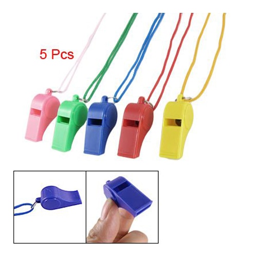 LGFM 5Pcs Referee Plastic Assorted Colorful Whistles w String Special for Sport