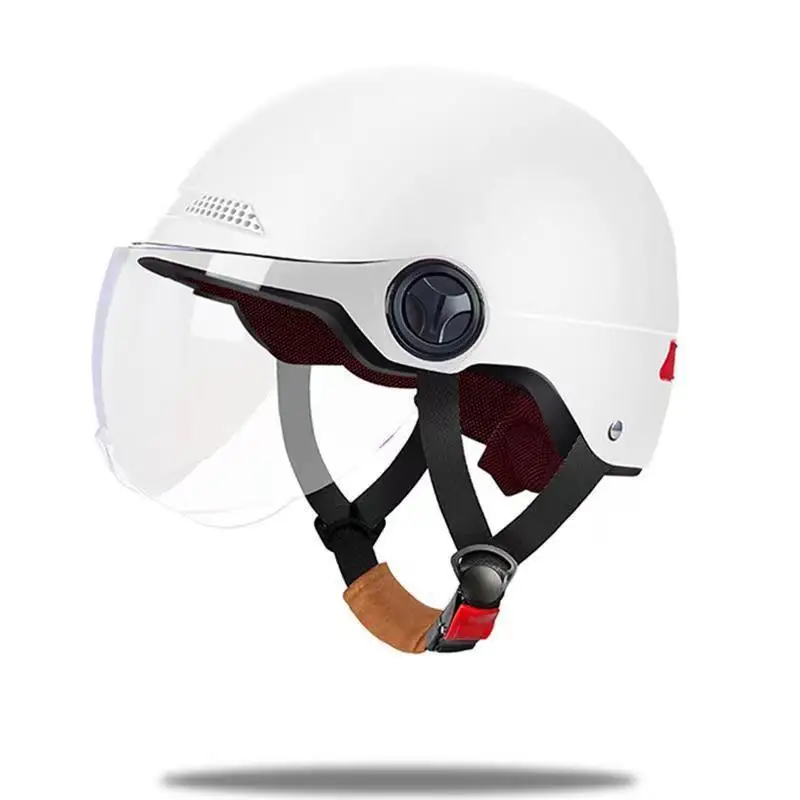 Riding Safety Helmets Lightweight Half Helmets with Goggles Reflective Stickers Sun Protection Adjustable in All Seasons: WHITE