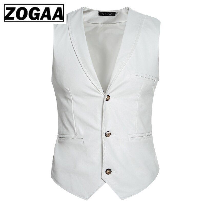 Tang kühlen Neue Faux Leder Jacke Westen Rot Weiß Schwarz Einreiher V Neck Herren Weste Slim Fit Ärmel mantel
