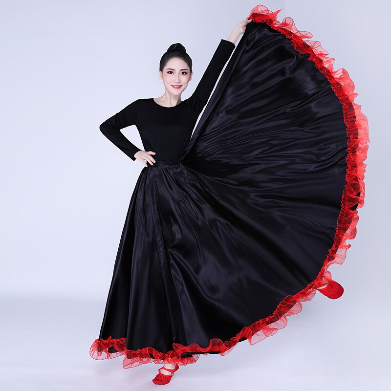 Lady Black Spanish Flamenco Skirt Dance Costumes Clothing For Women Spanish Bullfight Festival Belly Dance Wear