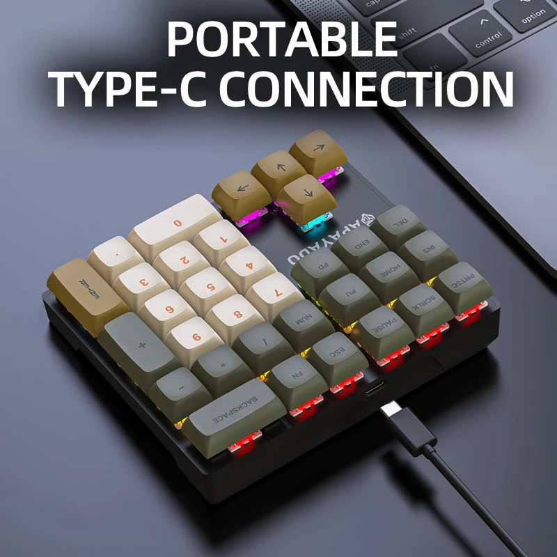 APAYADO K33 Wired Mechanical Numpad 33 Keys RGB Backlit Mini for Finance/Accounting Durable Build