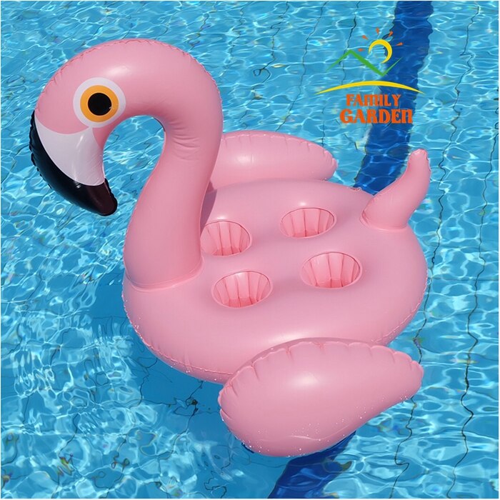 Dyreformet pool svømmer oppustelige flydende kopholdere til drikkevarer glas- rosa lyserød flamingo hvid svane sky rianbow