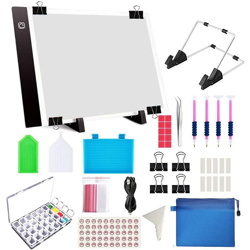 Diamond Painting A4 Kit Diamond Art Light Board With 5D Painting Tools Kit Supplies Includes Light Pens Stand Pad Board LED Pads: Default Title