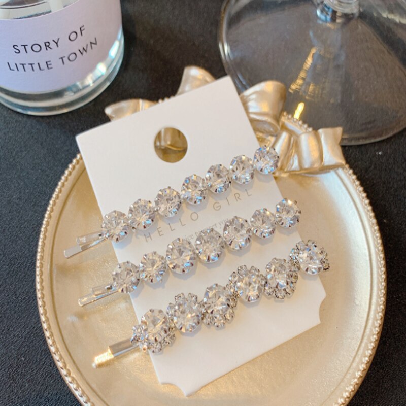 Barrette à cheveux en cristal pour femmes, 3 pièces/ensemble, épingle à cheveux en diamant coréen, pour filles, accessoire de coiffure: 4