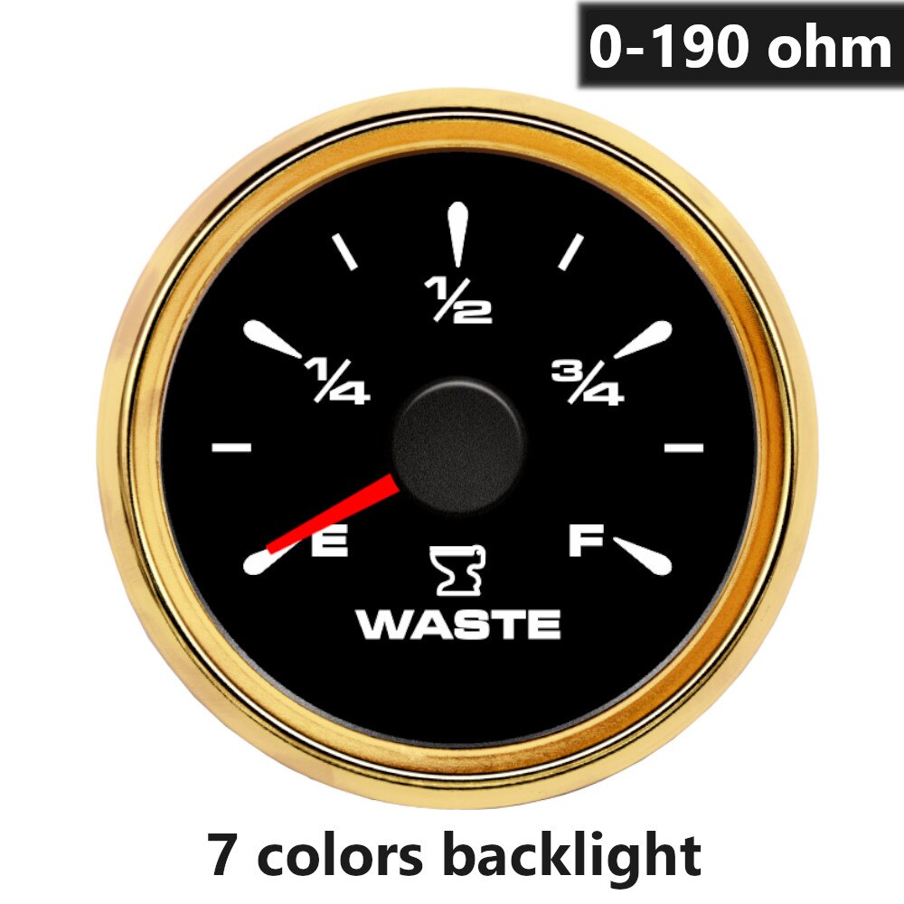 Stainless steel Sewage Level Gauge Sensor 150~600mm fit 0-190ohm Holding Tank Level Gauge meter 7 Colors Backlight: BG 0-190 ohm
