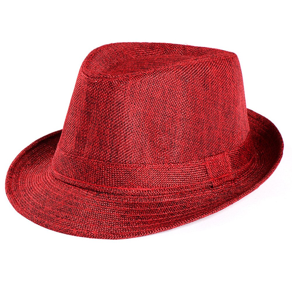 Classic Straw Sunhat For Men Fishing Beach Vacation Sun Protection Hats Wide Sides Vintage Breathable Caps Adult: Wine