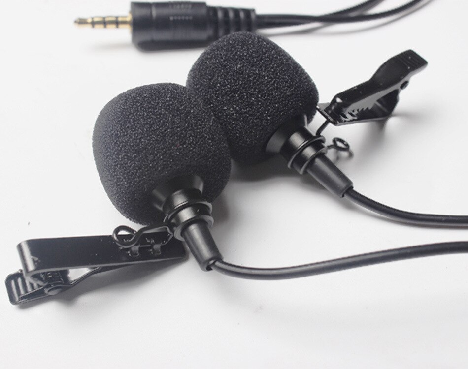 1.5m Long Universal Portable 3.5mm Mini Headset Microphone Double Lapel Lavalier Clip Microphone for Lecture Teaching Studio Mic