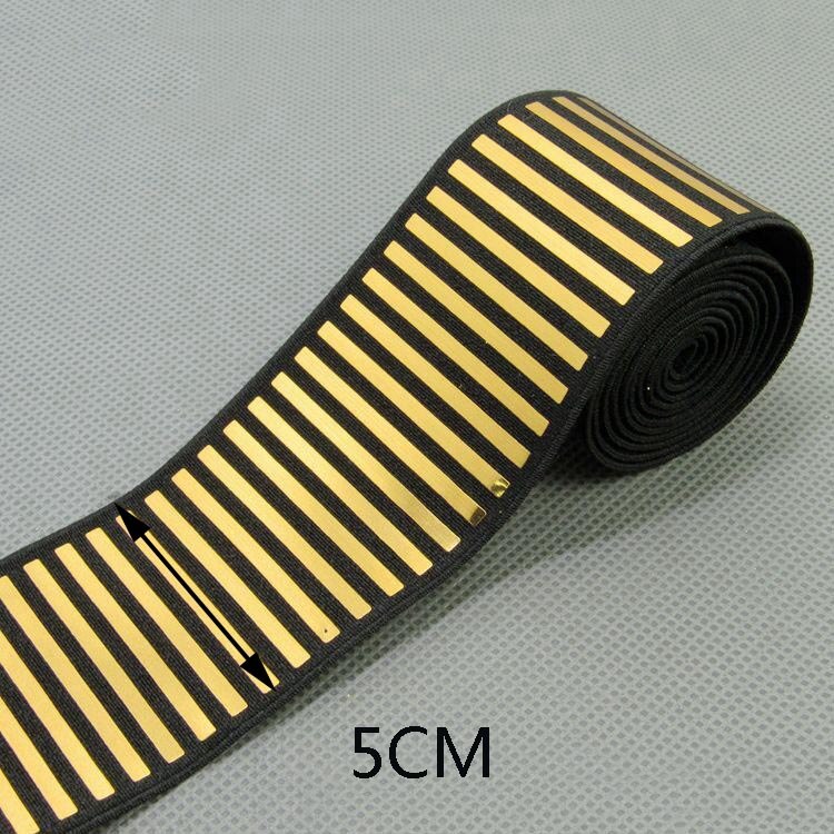 Goud Pailletten Elastische Band Kledingstuk Broek Reflecterende Stretch Elastische Omboordsels Linten Zachte Riemspanning Rubberen Band: stripegold / 5Yards