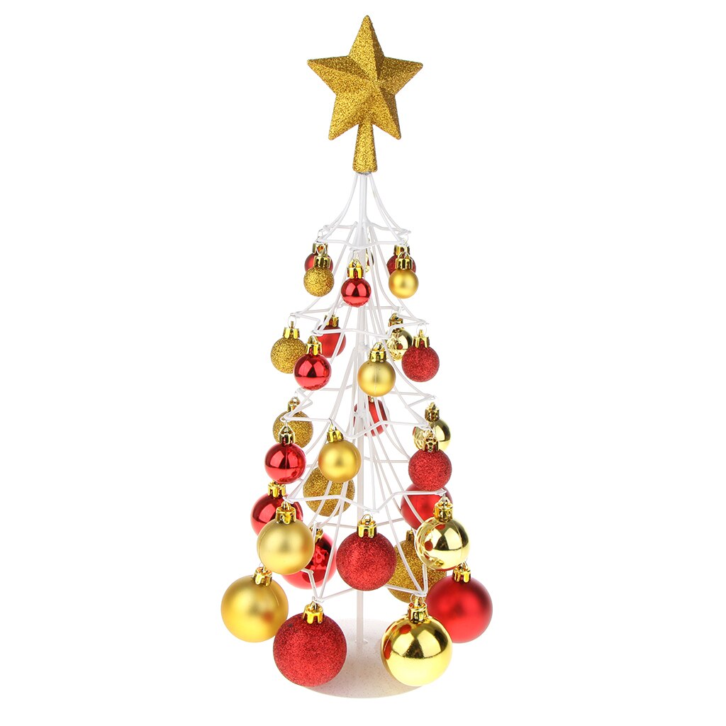 Mini Christmas Bauble Tree Ball Xmas Home Table Centerpiece Decor: Red gold