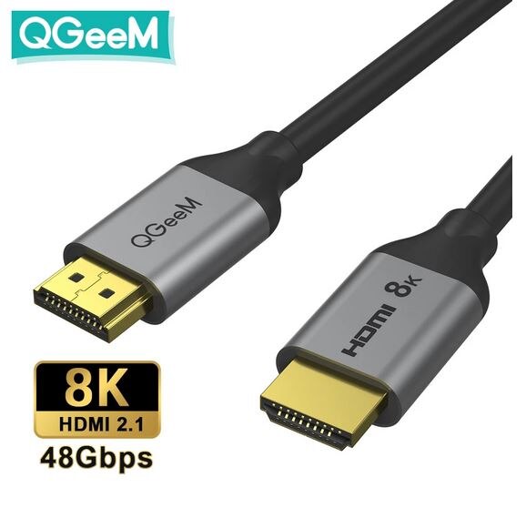 Câble Hdmi Qgeem 8K 48Gbps Hdmi 2.1 Fil Hdmi Vers Hdmi Giet Xiaomi Xbox Serie X PS5 PS4 chromebook Ordinateurs Portables Tablet