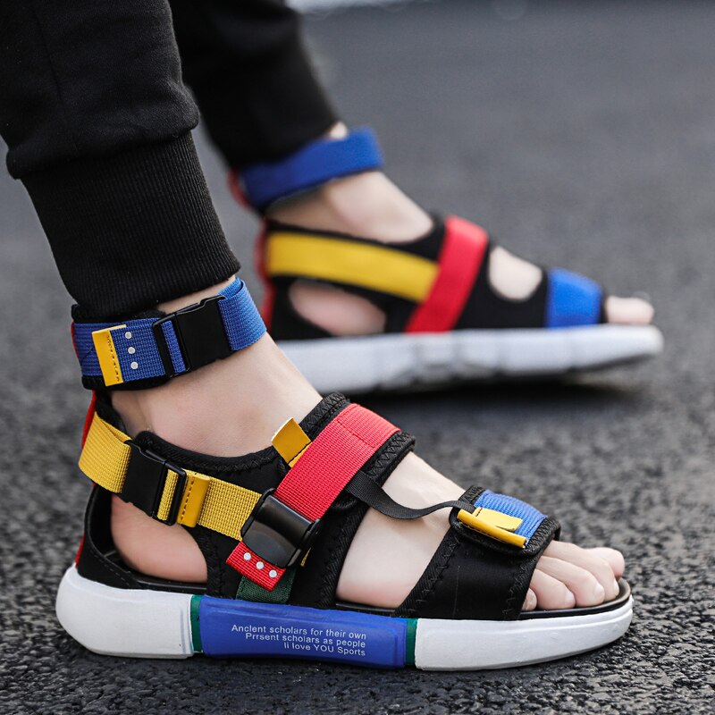 Sommer Männer Sandalen Gladiator Strand Schuhe Männlichen mischen farbe Hausschuhe Sport Wasser kippen-Flops Sandalia Masculina Zapatos De hombre: Blau / 44