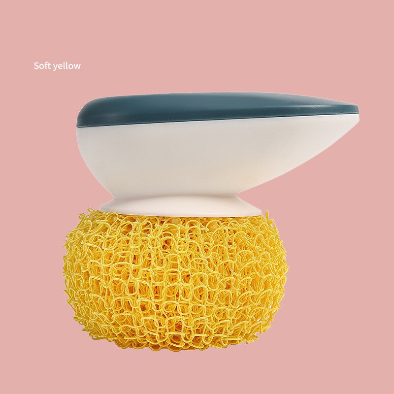 Nano piłka stalowa szczotka druciana piłka sprzątanie kuchni zmywanie naczyń wełna stalowa podkładka robić czyszczenia kolorowy uchwyt robić szorowania: żółty