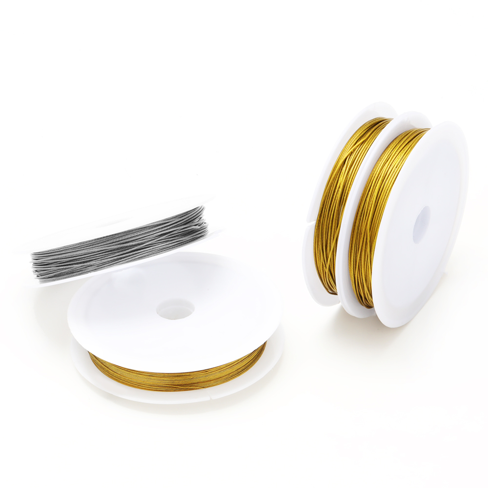 1 rollo de hilo fuerte resistente, 0,3/0,5/0,6mm, alambre de acero inoxidable para cuentas, cordones para joyería, cadena para hacer collares y pulseras DIY