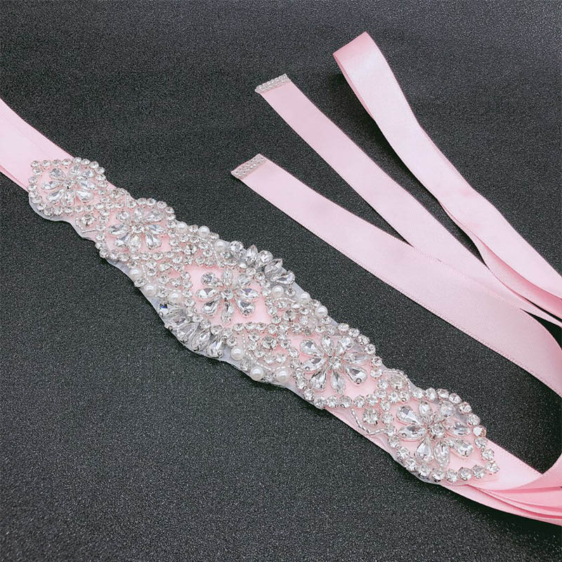 Brudbälte Applikation - Strass Bröllopsbälte - Festklänning Sash - B27