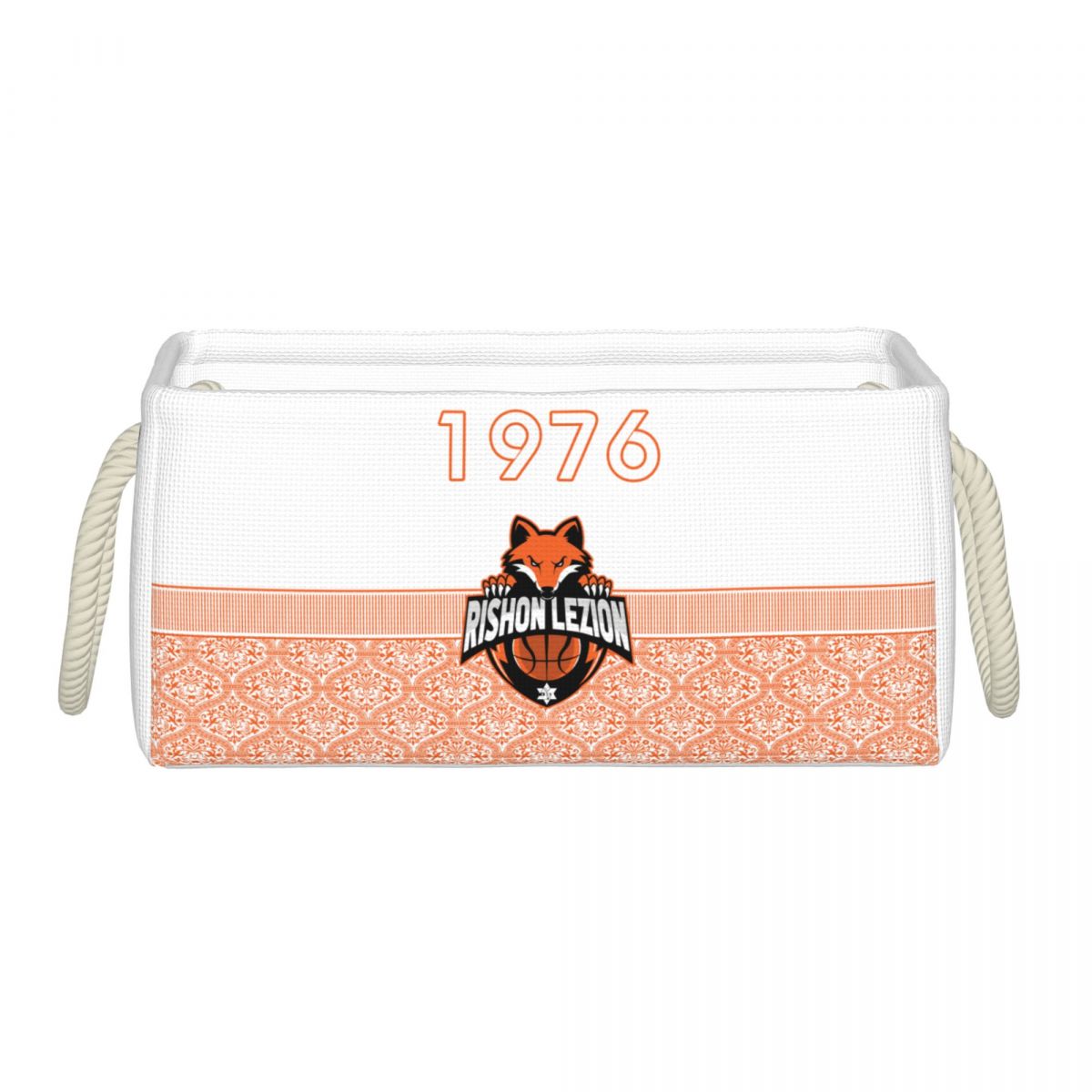 Maccabi Rishon LeZion Bc Rectangular Storage Box Basket - Fabric Storage Bin Organizing Toys, Nursery Basket, Clothing, Books: L / 4