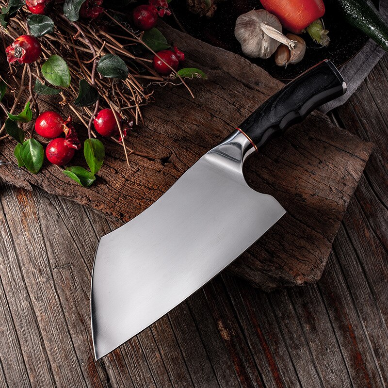 Hand Forged Kitchen Knife Chef Slices Household Kitchen Knife Stainless High Carbon Manganese Steel Hammer Pattern Longquan