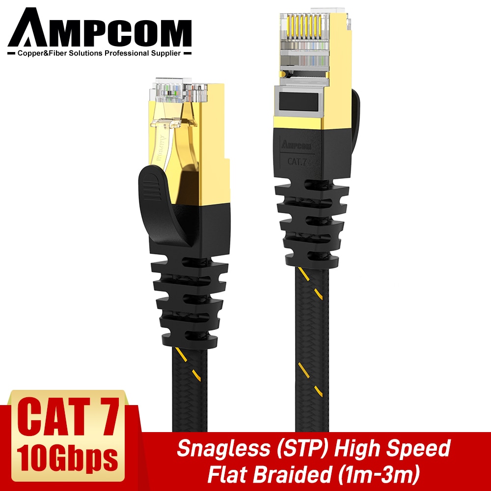 AMPCOM Ethernet Cable RJ45 Cat7 Lan Cable 1M 1.5M 2M 3M STP RJ 45 Flat Network Cable Patch Cord Cable Ethernet