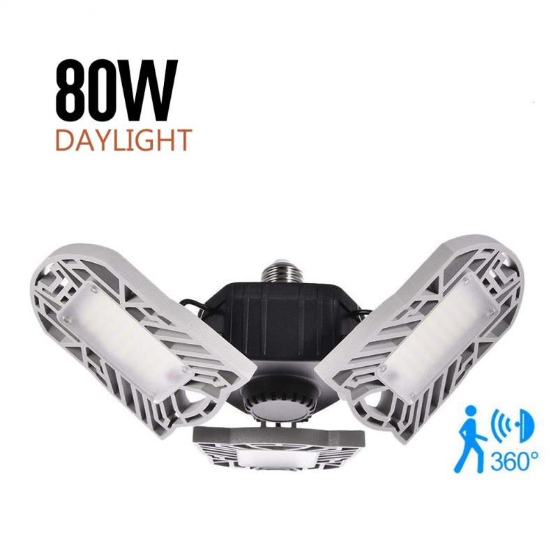 E26/E27 80W Deformable LED Light High Intensity Mining Lamp ceiling+lights led auto 144LED Garage Light bulbs with Motion sense: 80W Motion sense B