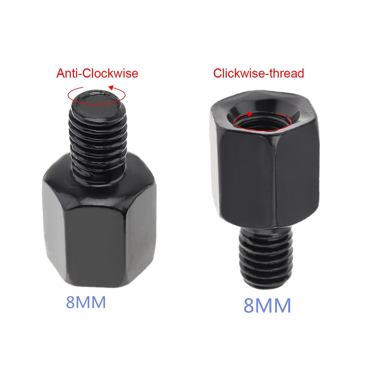 1 Pcs Black Motorcycle Rear Mirror Adapters 10MM 8MM Clockwise Anti-clockwise Right Left hand thread Changing Screw: Ivory