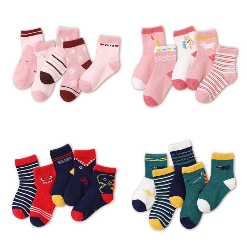 5 Pair Animals Sock Cotton Baby Socks Autumn Winter Children's Student Anti-skid Socks Boys and Girls Multi-color Cartoon