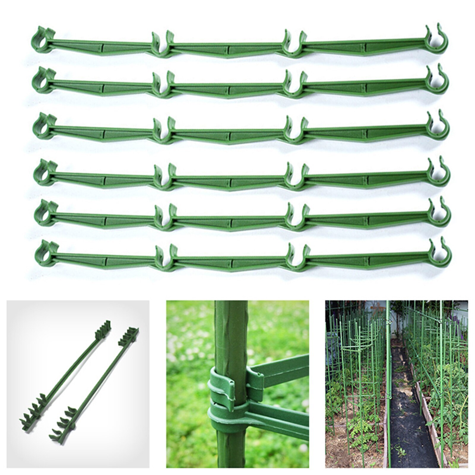 12Pcs Garden Reusable Expandable Trellis Connectors Tools Tomato Cages Arm Adjustable Plastic Vegetable Connecting Rod