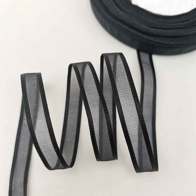 (50 yardas/rollo) cintas de Organza de 3/8 ''(10mm), , decoración para envolver , cinta DIY hecha a mano: Negro