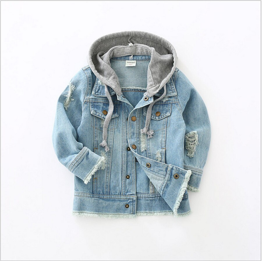 Høst barn denim jakke gutter jean frakk klær stilig vår casual jente gutt frakk barn yttertøy cowboy hette jakke