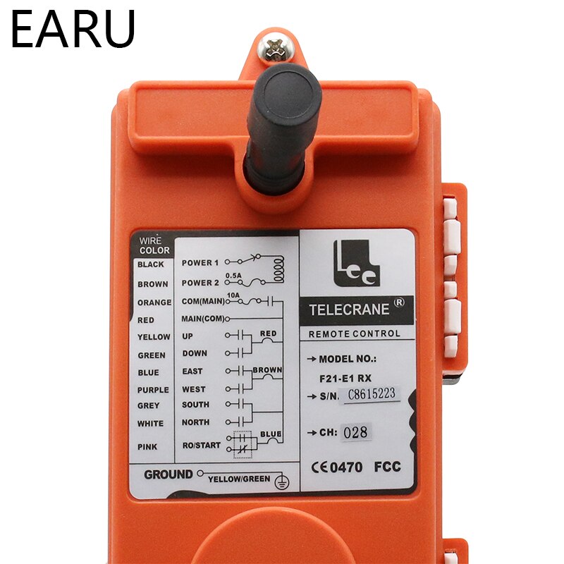 Télécommande Radio sans fil industrielle 12V 24V 110V 220V 380V, 1 récepteur + 1 émetteur F21-4S