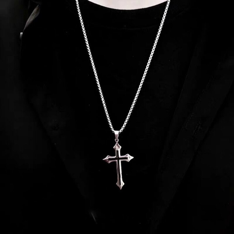 Vintage Gothic Hollow Cross Hanger Collier Zilver Kleur Cool Street Style Ketting Voor Mannen Vrouwen Hals Sieraden