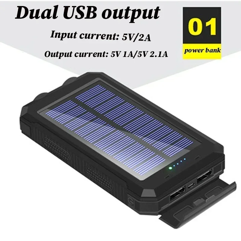 200000mah Portable Solar Power Bank Powerful Charging Powerbank External Battery Charger Strong Light LDE Light for Xiaomi Phone