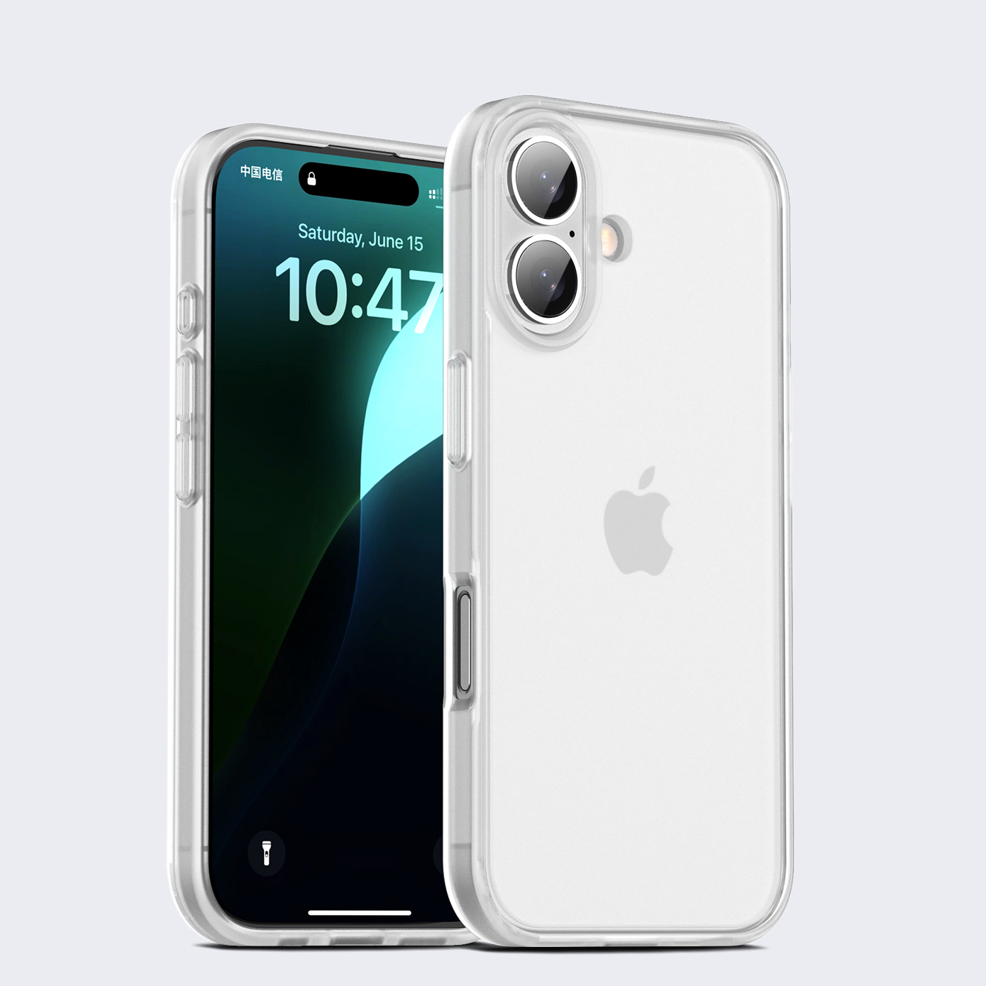 KEYSION Transparent Matte Case for iPhone 16 Plus Translucent Silicone+PC Shockproof Phone Back Cover for iPhone 15: Cotton Fabric / Clear