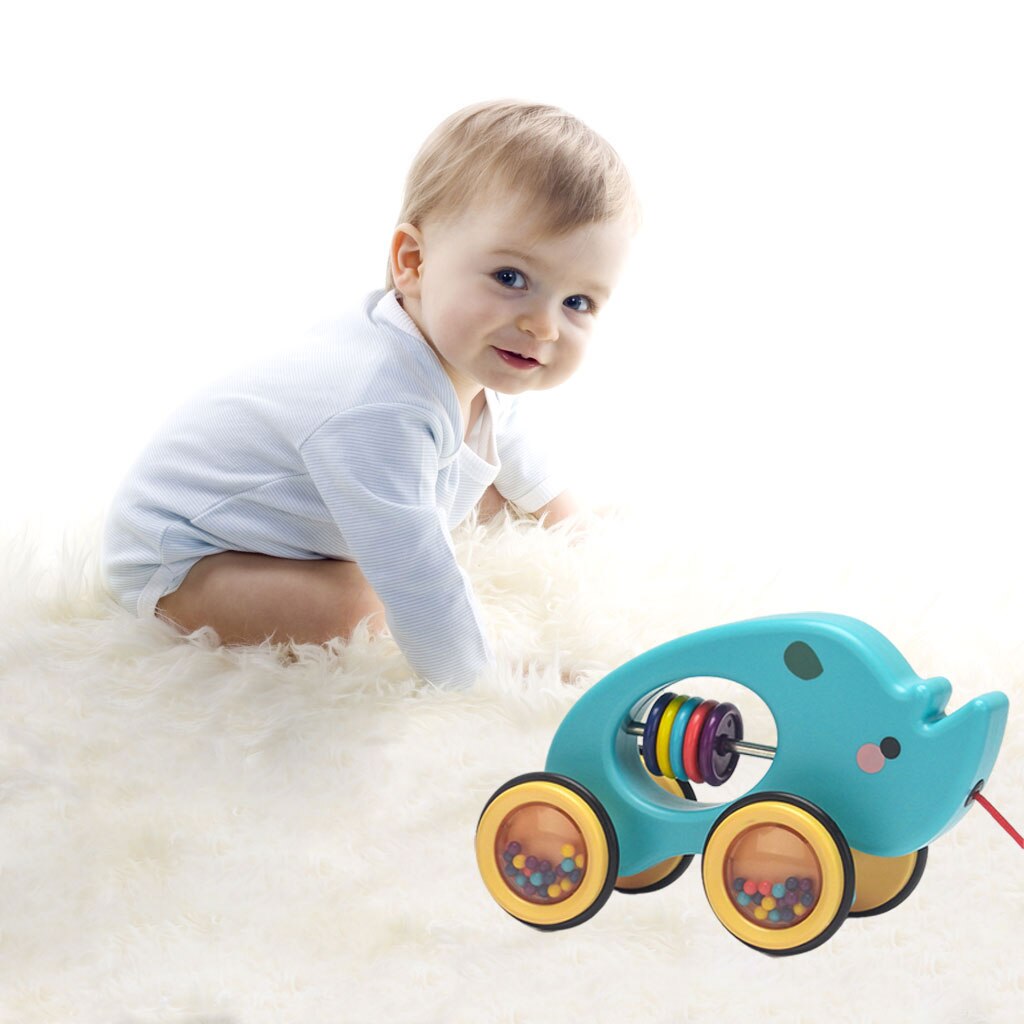 Toddler Push &amp; Pull Toys, Pull-Along Baby Toy with Rustling Wheels, Push and Pull Action, Early Toy, Best Birthday: Rhinoceros
