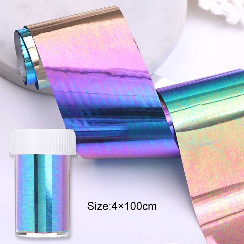1 rouleau bleu caméléon ongles feuilles Aurora couleur Nail Art transfert autocollant toboggan Nail Art décalque été populaire ongles accessoires