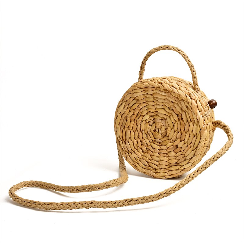 Round drum straw shoulder bag rattan female handbag international trend retro fresh spring and summer crosbody bag