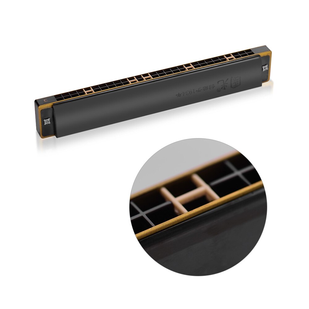 28 Gat Breed Scala Harmonica Sleutel Van C Tremolo Harmonica Mouthorgan Professionele Wind Instrument Zwart