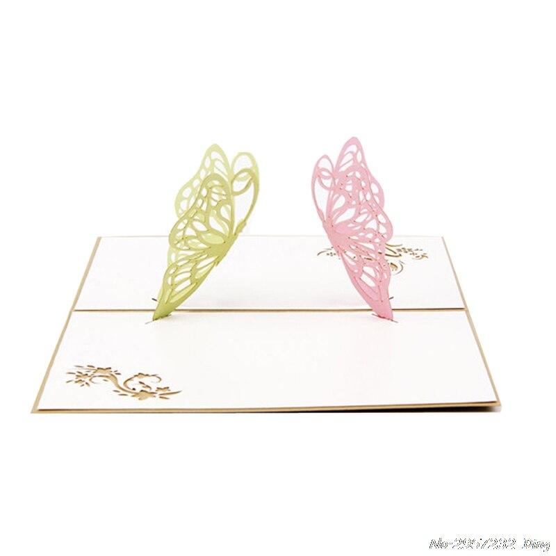 3D Pop Up 2 Butterfly Greeting Cards Christmas Birthday Valentine Invitation