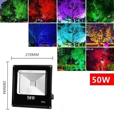 10W 20W 50W RGB LED floodlight remote control COB chip LED street light AC220V 240V waterproof IP65 outdoor lighting spotlight: 50 W
