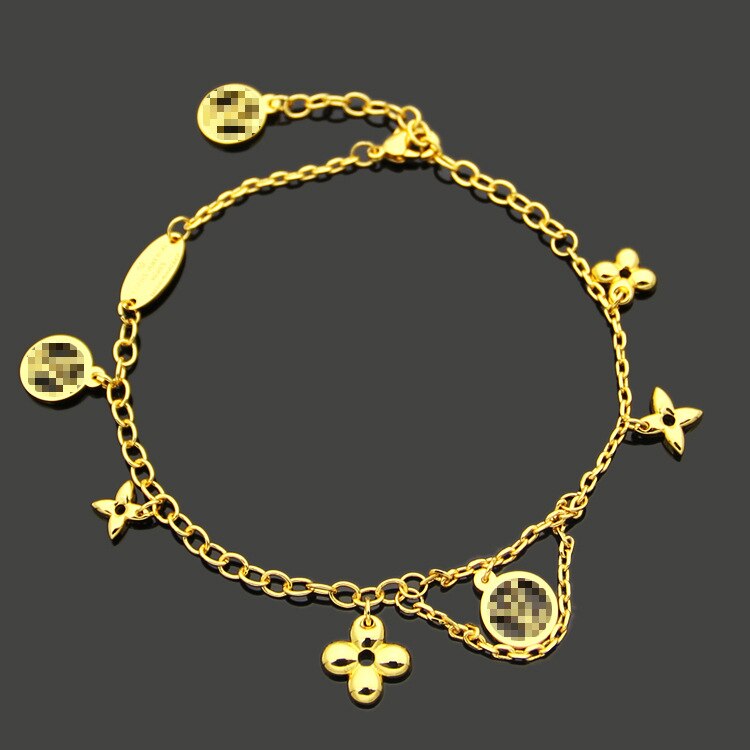 Bracelet en acier titane V quatre feuilles fleur double couche Bracelet femmes commerce extérieur multi accessoires