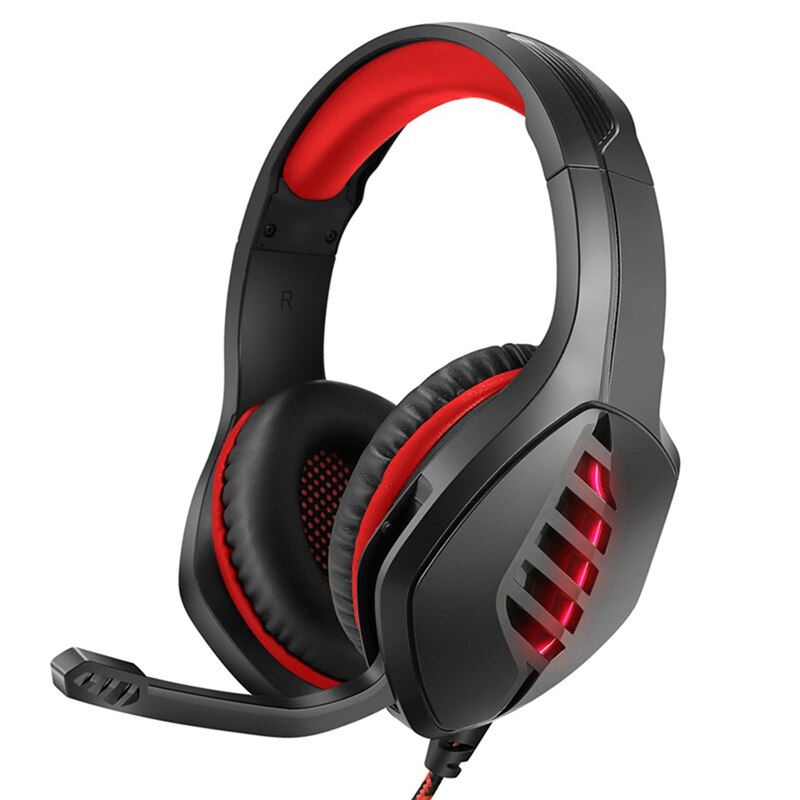 Wired Gaming Headset Headphones Desktop Computer Gaming Heavy Bass Luminous Headset: red