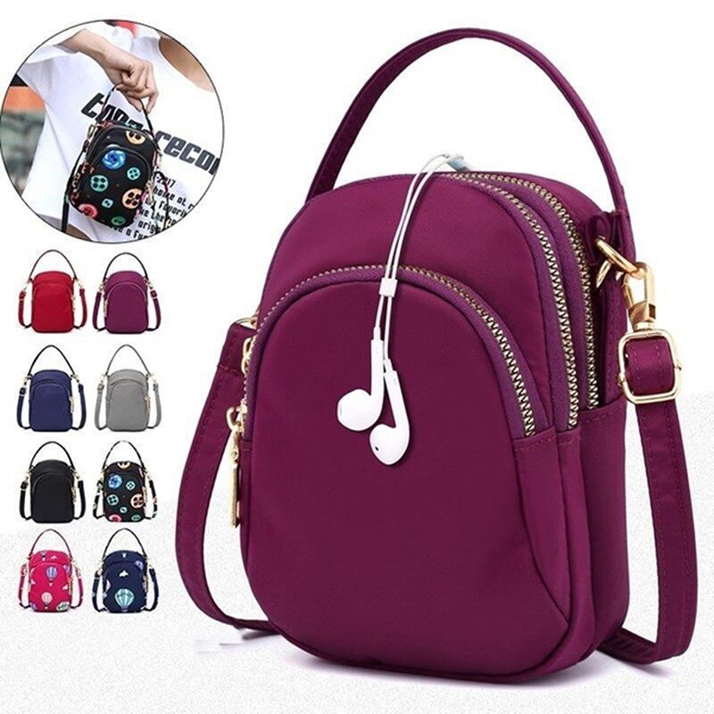 Wasserdichte Oxford-schultertasche für damen, mit kopfhöreröffnung, handytasche, lässiger geldbörse, handytasche, handtasche