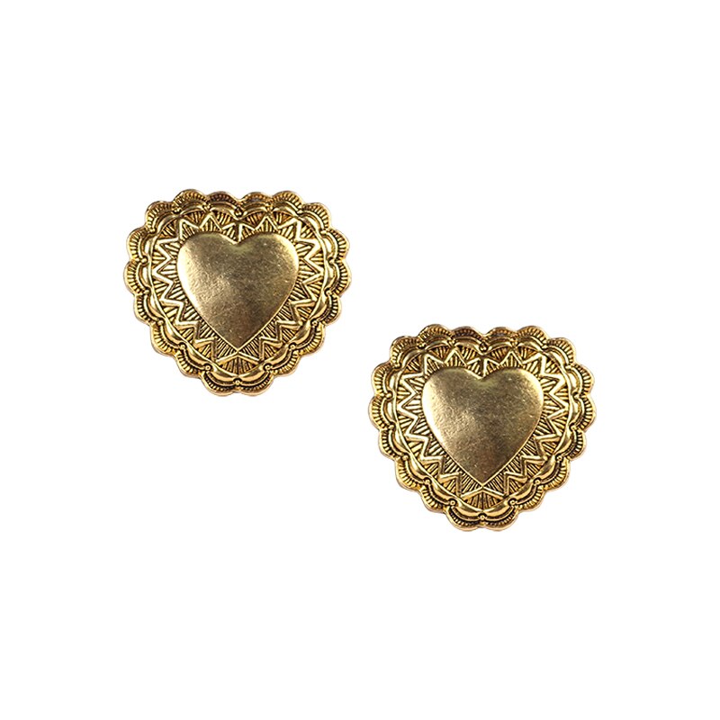 3pcs/lot 38MM Retro Zinc Alloy Button Gold Big Heart Decorative Buttons Charms Pendants For DIY Finding Accessories: Gold